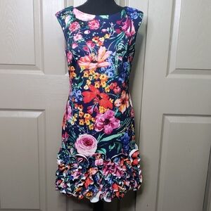 Donna Ricco Vibrant Floral Bodycon Sleeveless Dress Size 2
